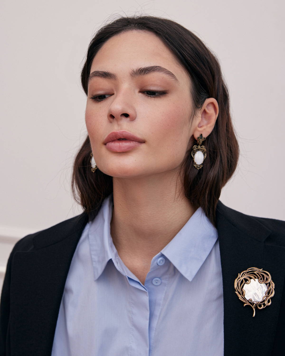 CO2907 PEARL Collana/Broosh Piuma di Fenice