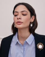 CO2907 PEARL Collana/Broosh Piuma di Fenice